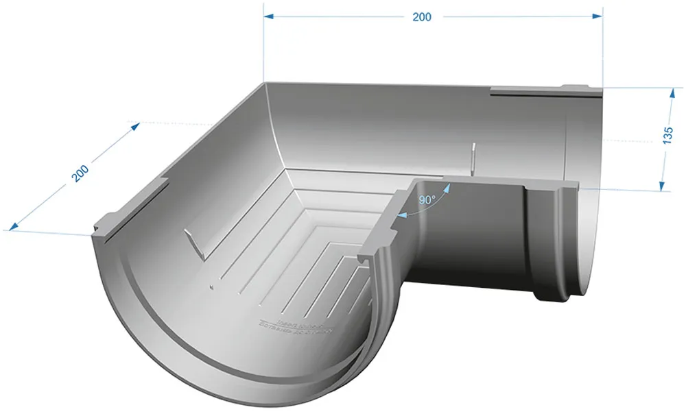 Угол желоба водосточного Дёке Premium, 90', универсальный, пломбир