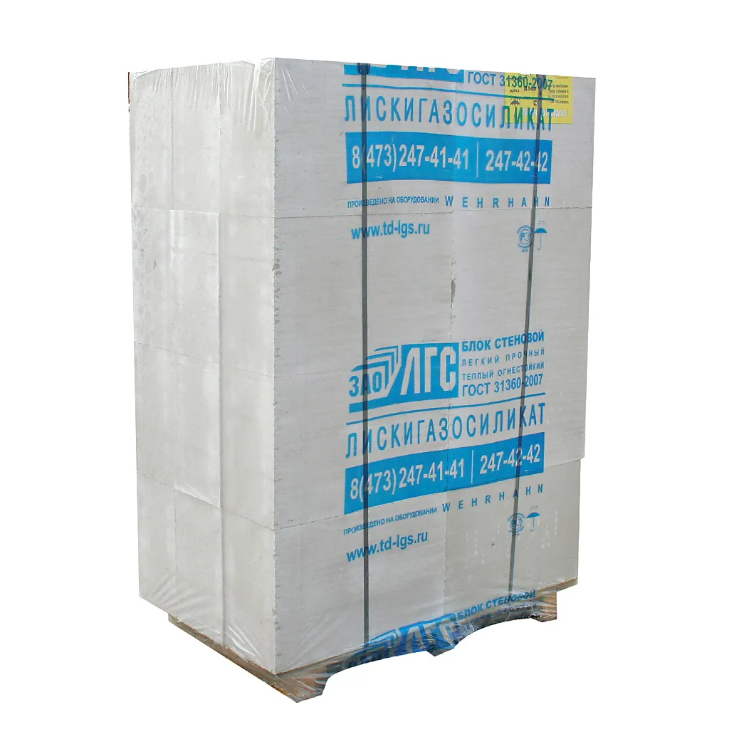 Блок газосиликатный ЗАО "Лискинский газосиликат", 250х400х600мм, 24шт/упак