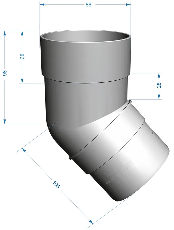 Колено водосточное Дёке Premium, 45 градусов, пломбир