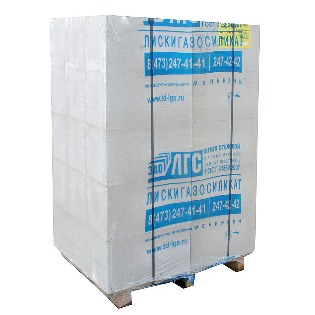 Блок газосиликатный ЗАО  "Лискинский газосиликат", 250х300х600мм, 30шт/упак