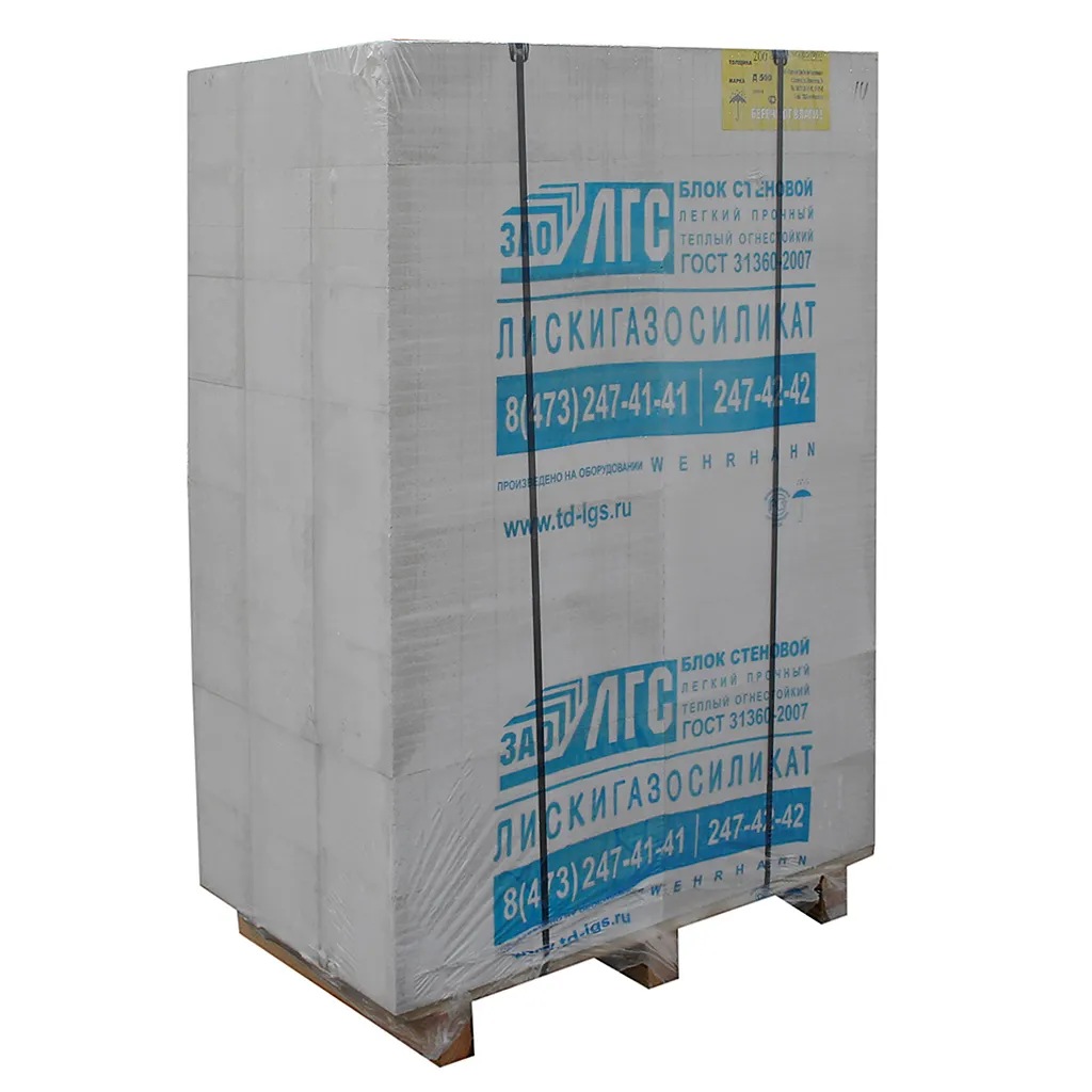 Блок газосиликатный ЗАО "Лискинский газосиликат", 200х250х600мм, 48шт/упак.