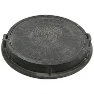 Люк канализационный тяжелый,  d 780мм, h 100мм, 12,5т, полимерный, черный цены в Воронеже