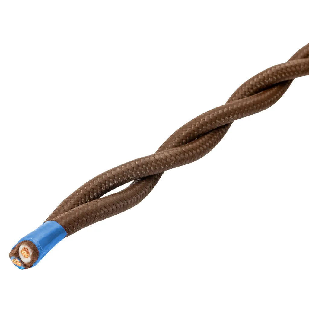 Провод витой Ретро Bironi 2x1.5мм, коричневый, плетеный, 10м