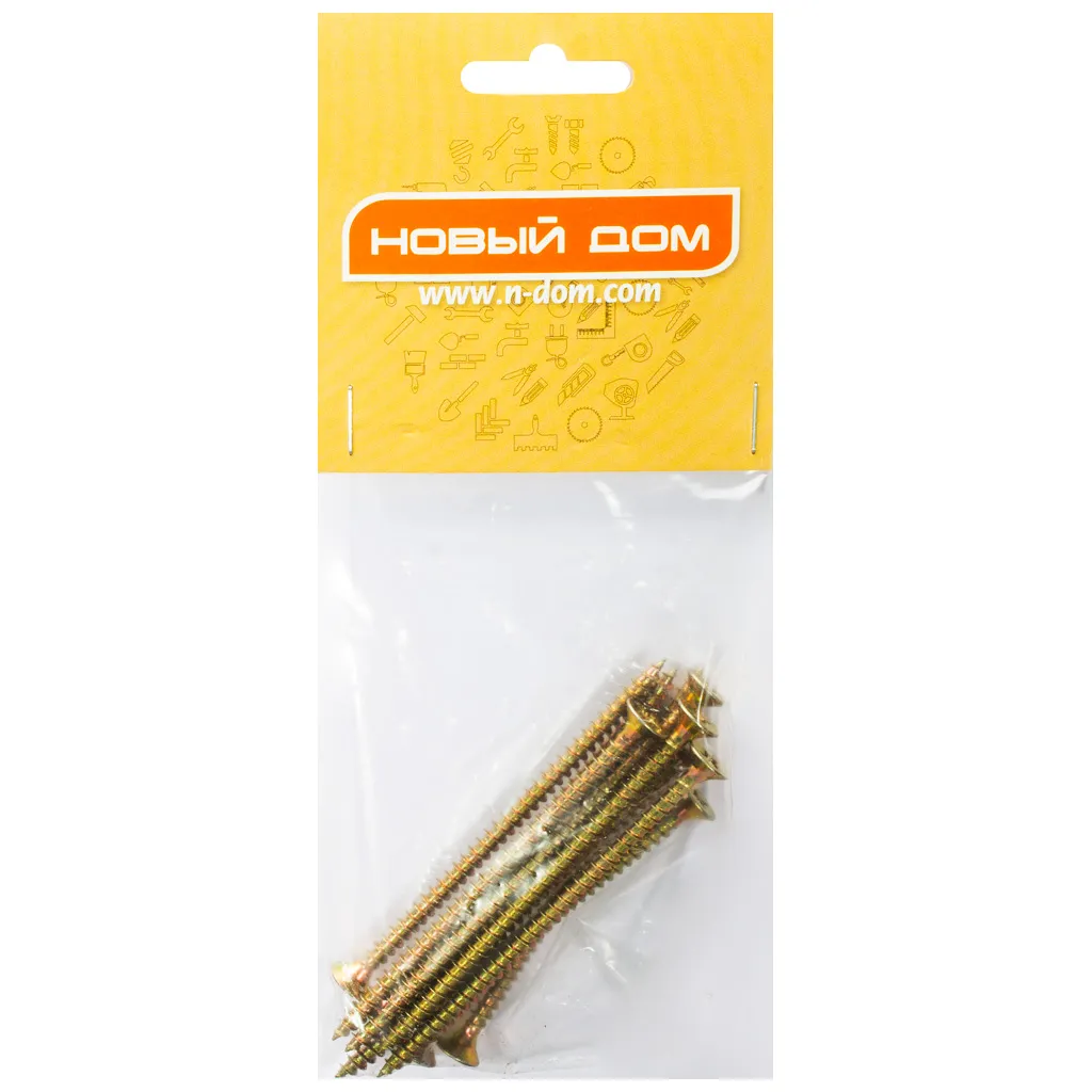 Шуруп универсальный, 5.0 х 90, желтый, 10 шт/упак