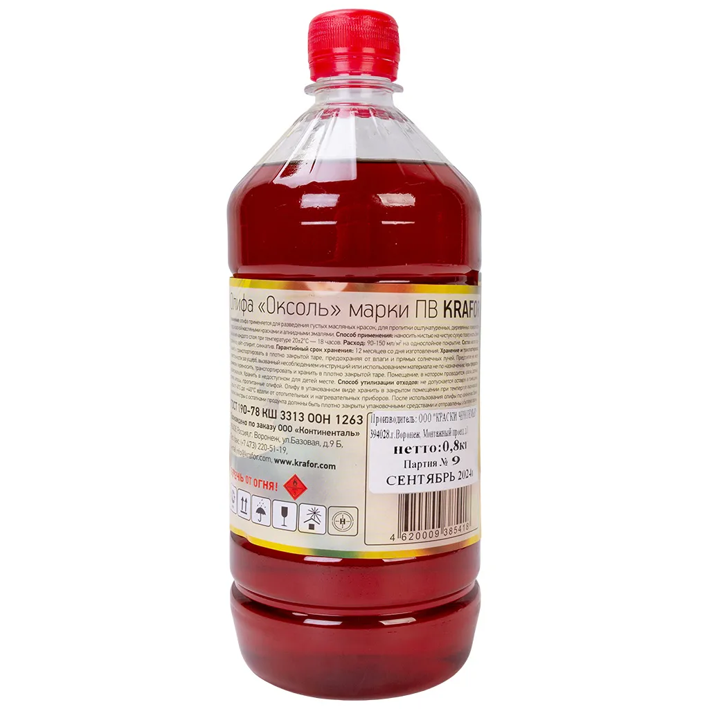 Олифа Krafor оксоль, для деревянных и металлических поверхностей, 1л