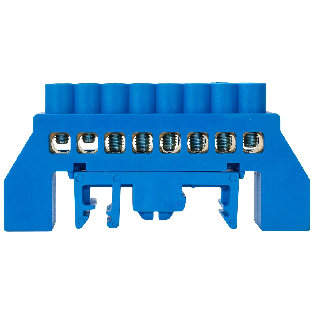 Шина нулевая EKF, N (6х9мм) 8 отверстий, синий нейлоновый корпус на DIN-рейку