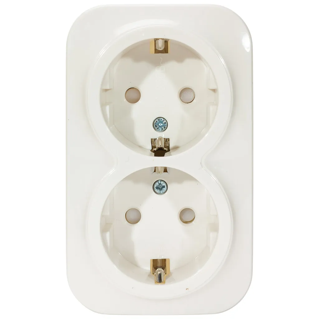 Розетка открытой проводки ИЭК Glory, 2-местная, 16А, с заземлением, белая