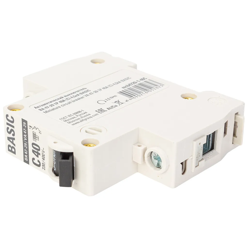 Выключатель автоматический ВА47-29 EKF, 1 полюсный, 40А С 4.5кА