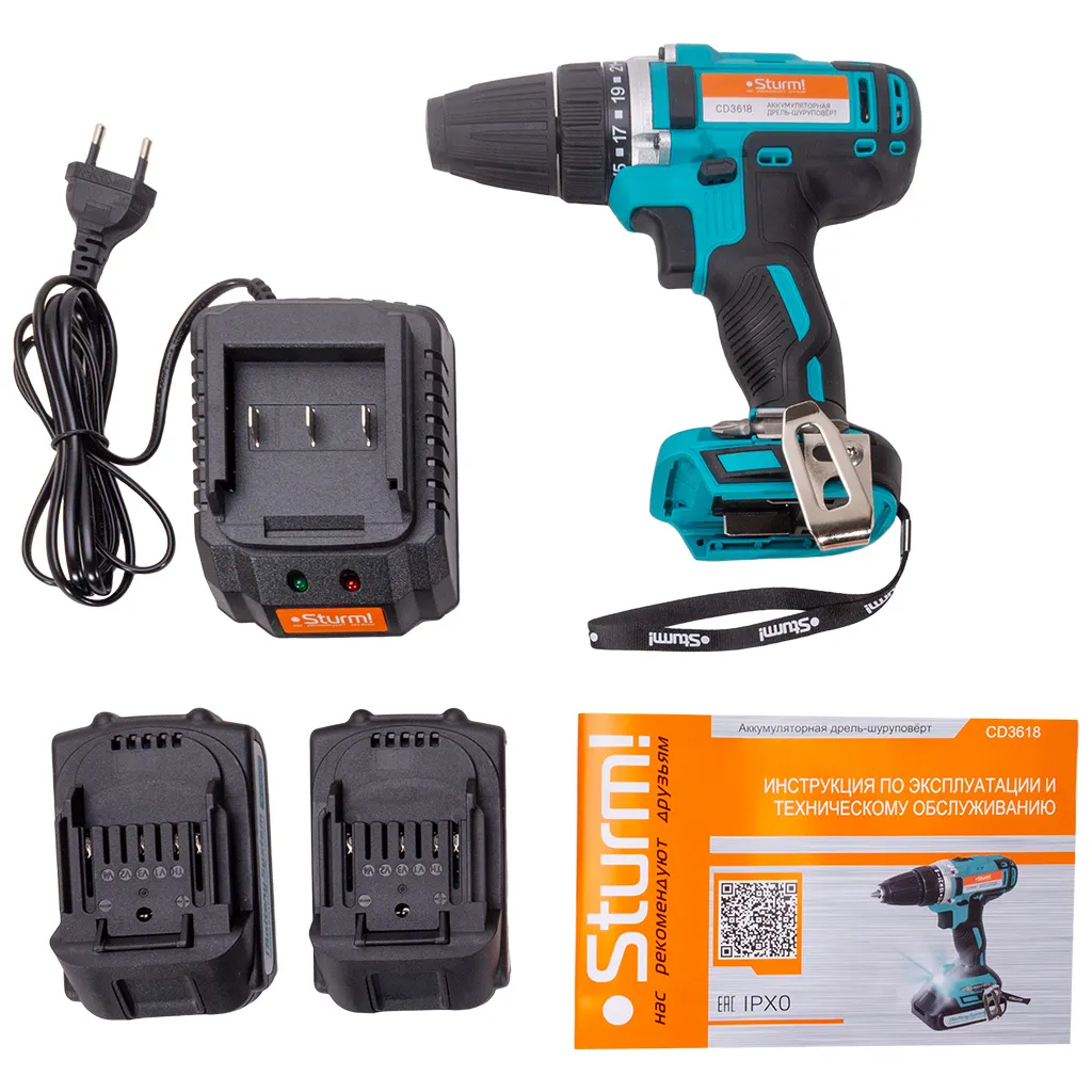 Дрель-шуруповерт Sturm! аккумуляторная CD3618, 18В