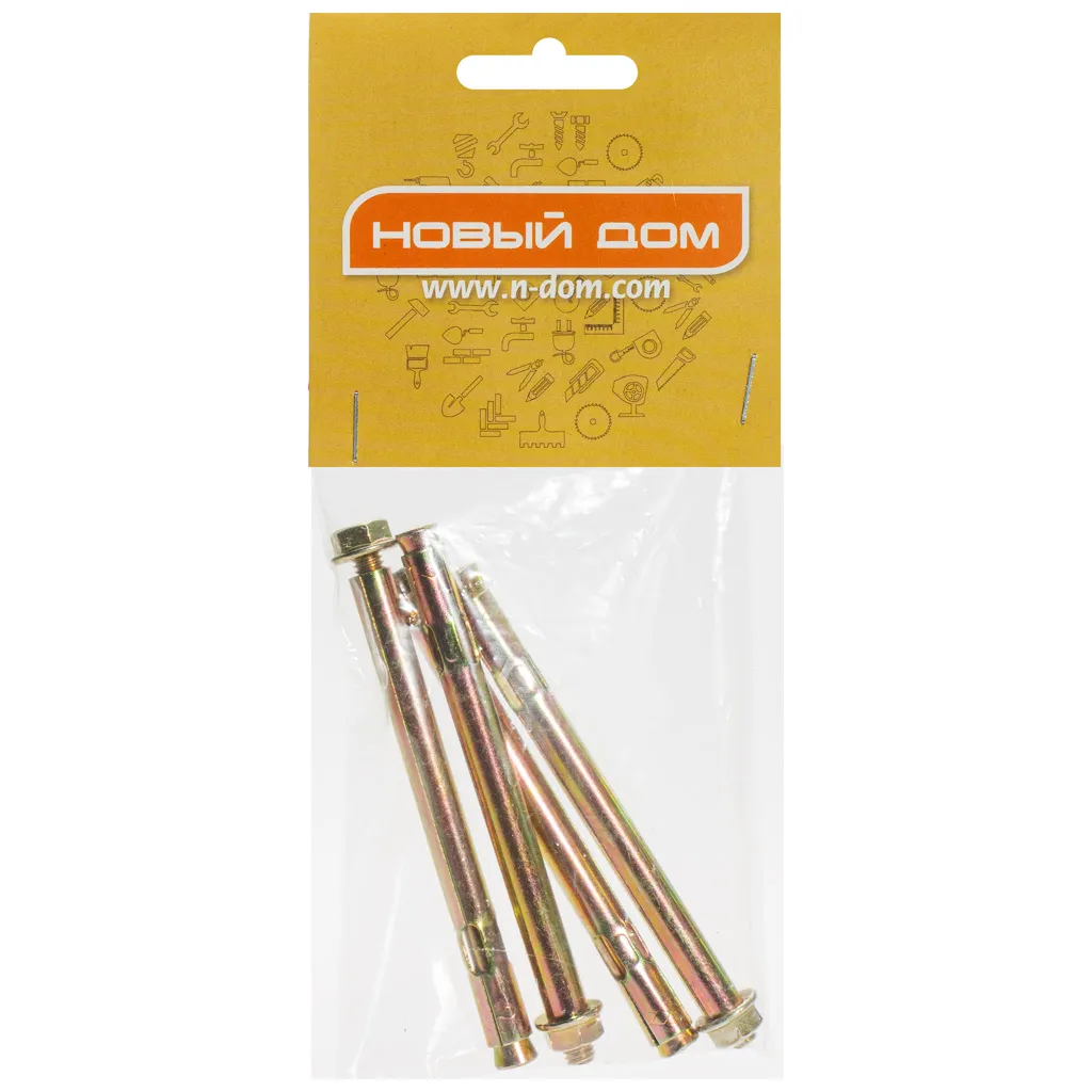 Анкер болт, 8 х 100, с гайкой, 4шт/упак