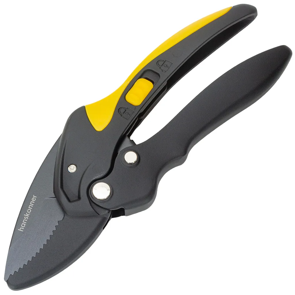 Секатор Hanskonner HK3012-07-23, с храповым механизмом, алюминиевыми рукоятками, 205мм