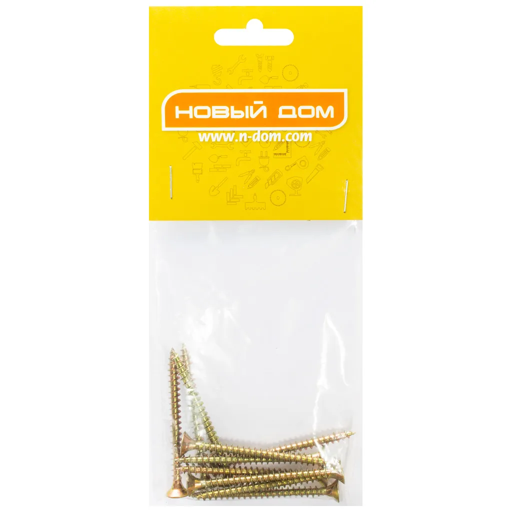 Шуруп универсальный, 5.0 х 60, желтый, 10 шт/упак