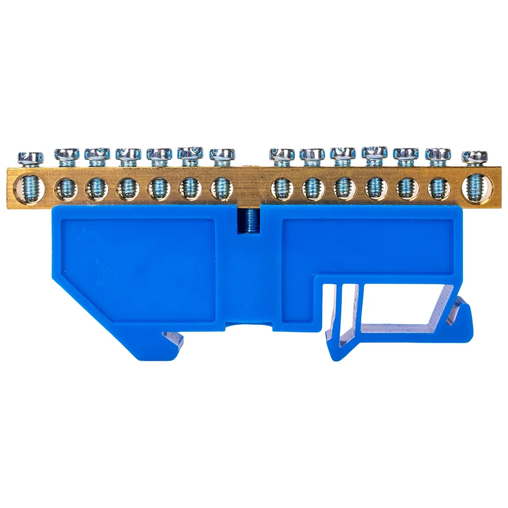 Шина нулевая EKF, N (6х9мм) 14 отверстий, синий изолятор на DIN-рейку