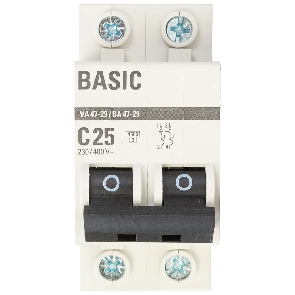Выключатель автоматический ВА47-29 EKF, 2 полюсный, 25А С 4.5кА