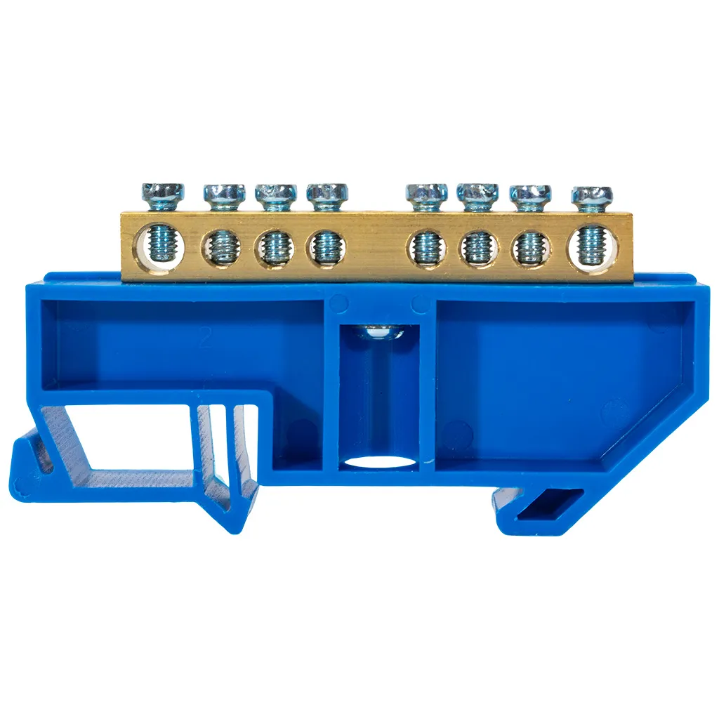 Шина нулевая EKF, N (6х9мм) 8 отверстий, синий изолятор на DIN-рейку