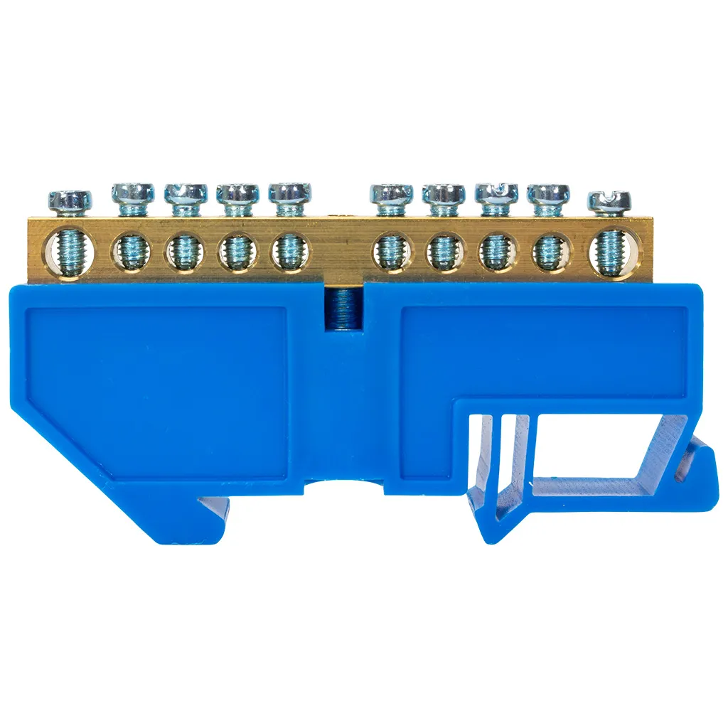 Шина нулевая EKF, N (6х9мм) 10 отверстий, синий изолятор на DIN-рейку