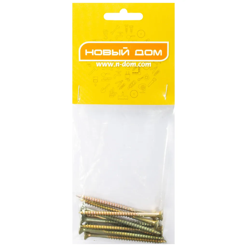 Шуруп универсальный, 5.0 х 70, желтый, 10 шт/упак