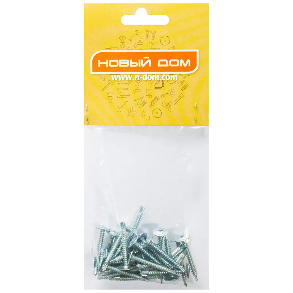 Саморез с прессшайбой 4.2 х 32, оцинкованный, сверло, пакет 30 шт/упак
