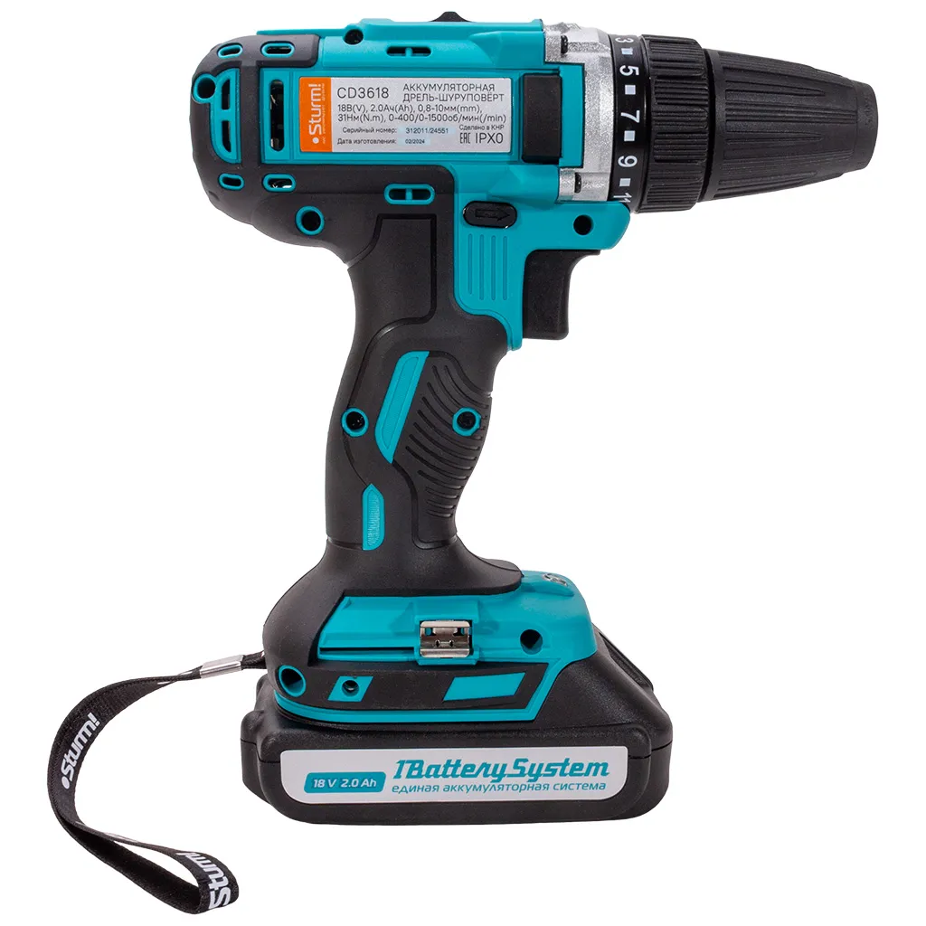 Дрель-шуруповерт Sturm! аккумуляторная CD3618, 18В
