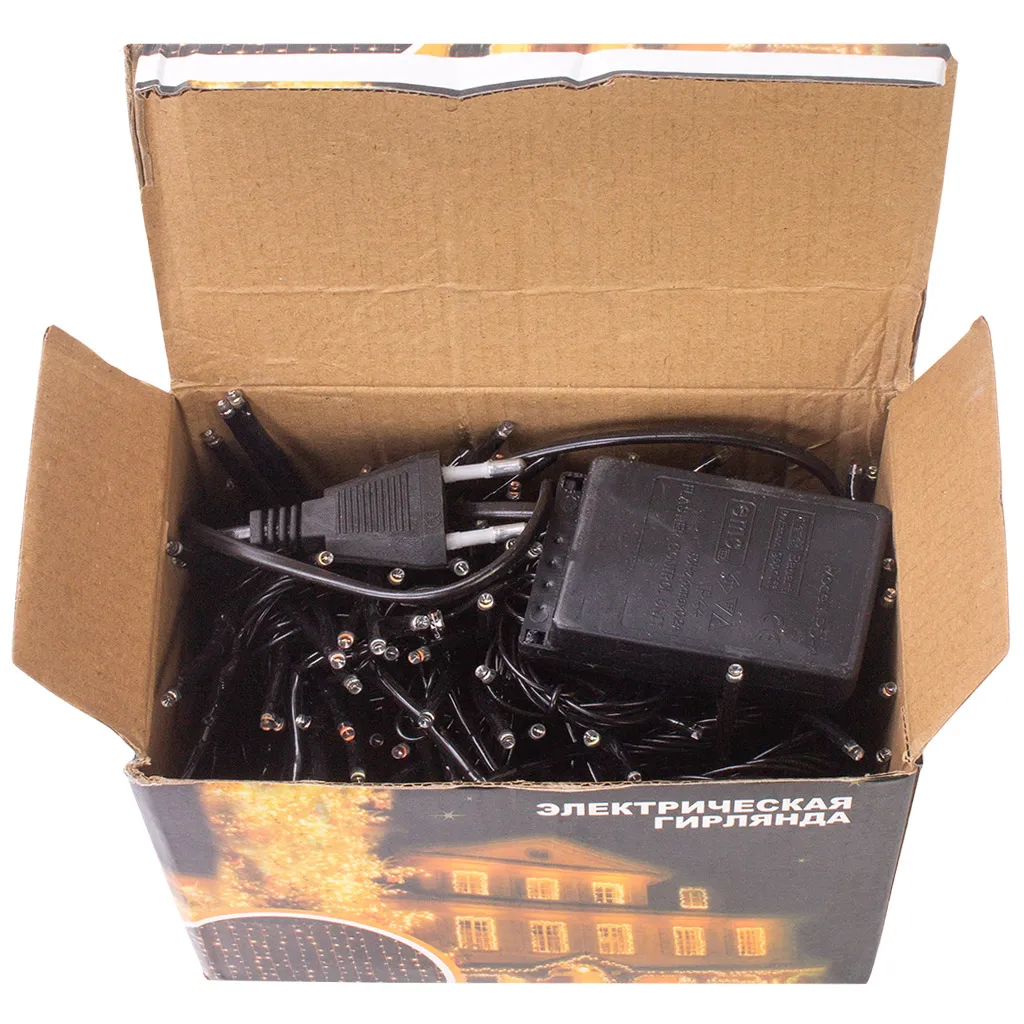 Электрогирлянда Нить Ежик, 10м, черный провод, цветной свет