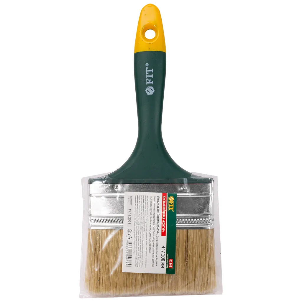 Кисть плоская Fit Контур натуральная щетина, 100мм