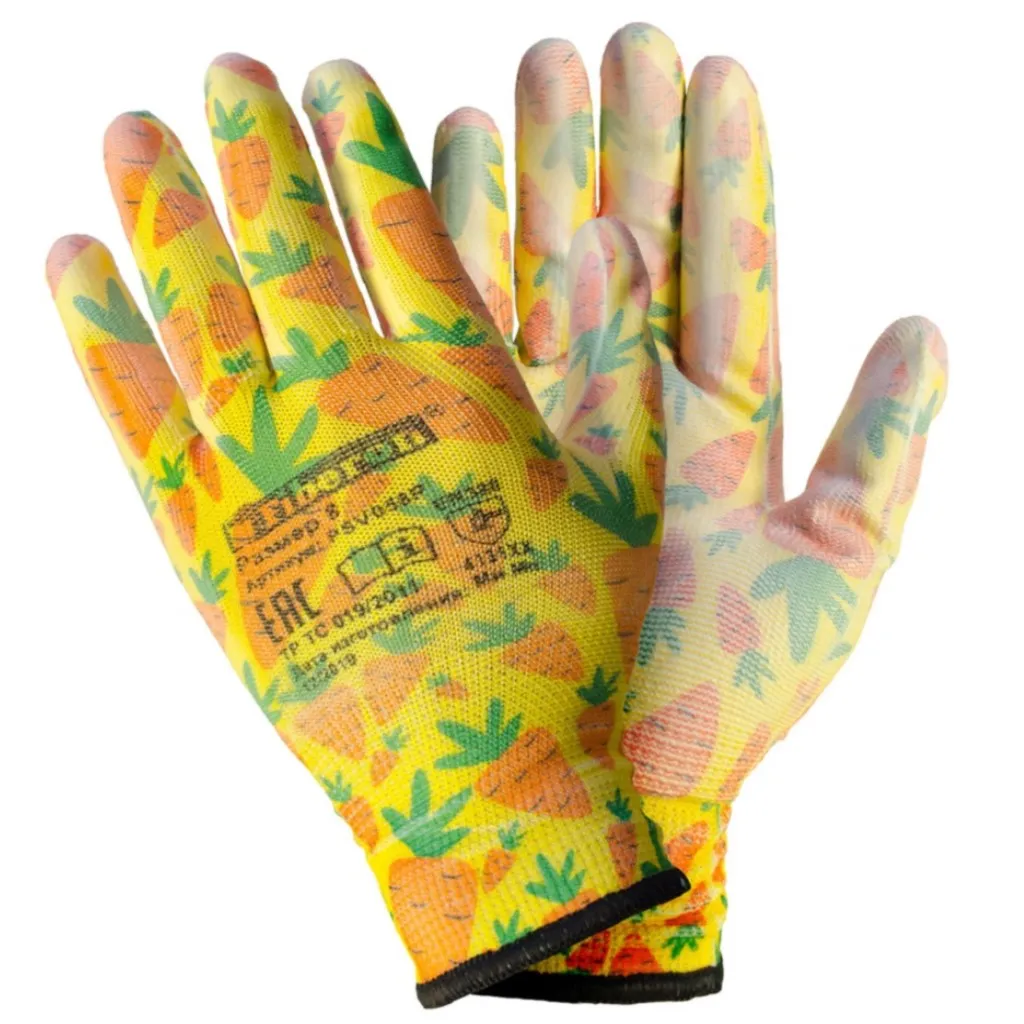 Перчатки Fiberon Садовые работы, полиэстер, полиуретановое покрытие, микс цветов №1