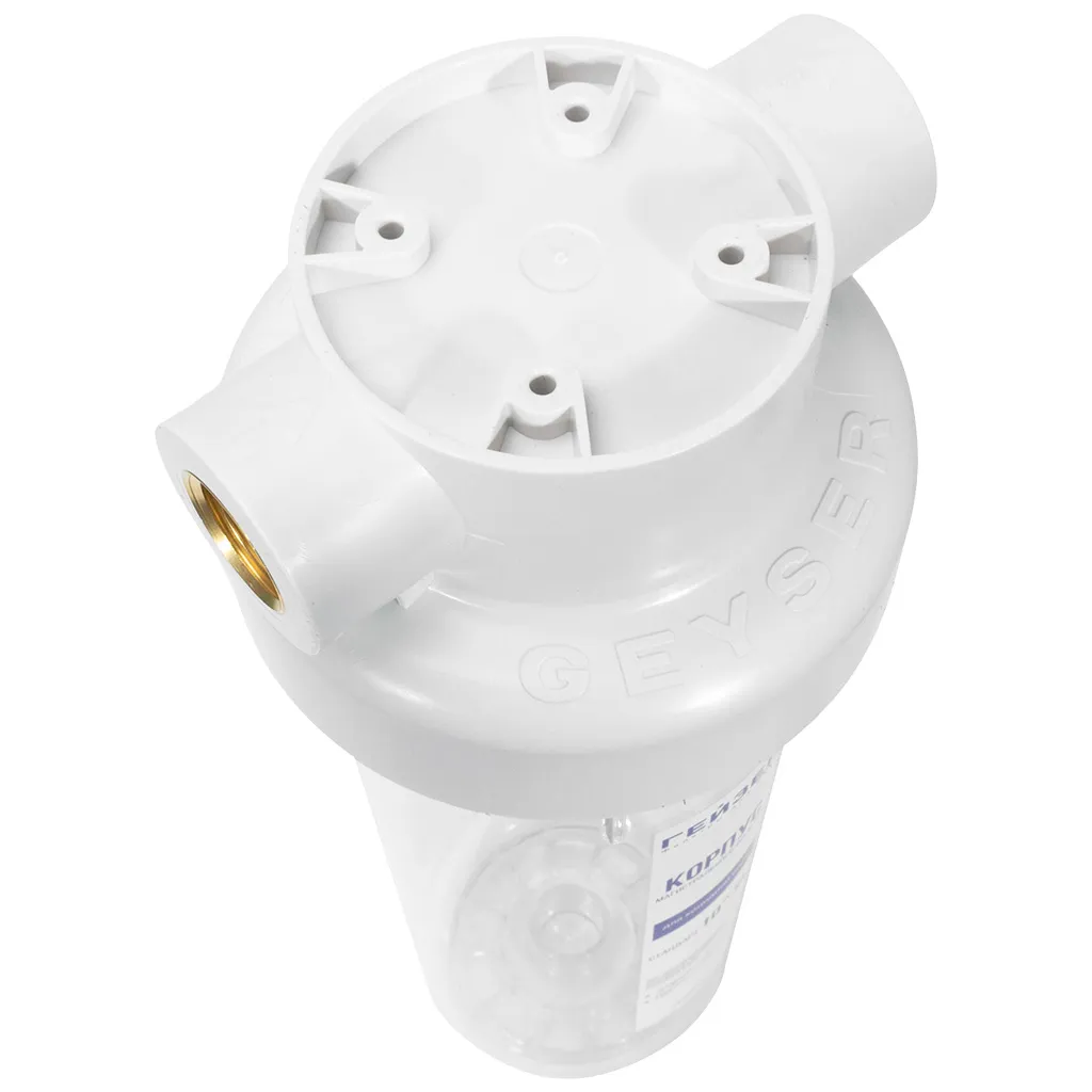 Магистральный фильтр для холодной воды Гейзер, Н10В-10SL 1/2", внутренняя резьба, прозрачный