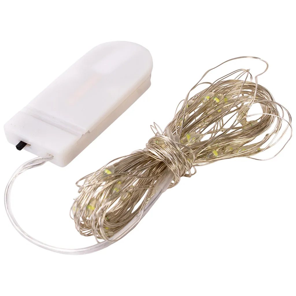 Электрогирлянда на батарейках Роса, 5м, холодный свет