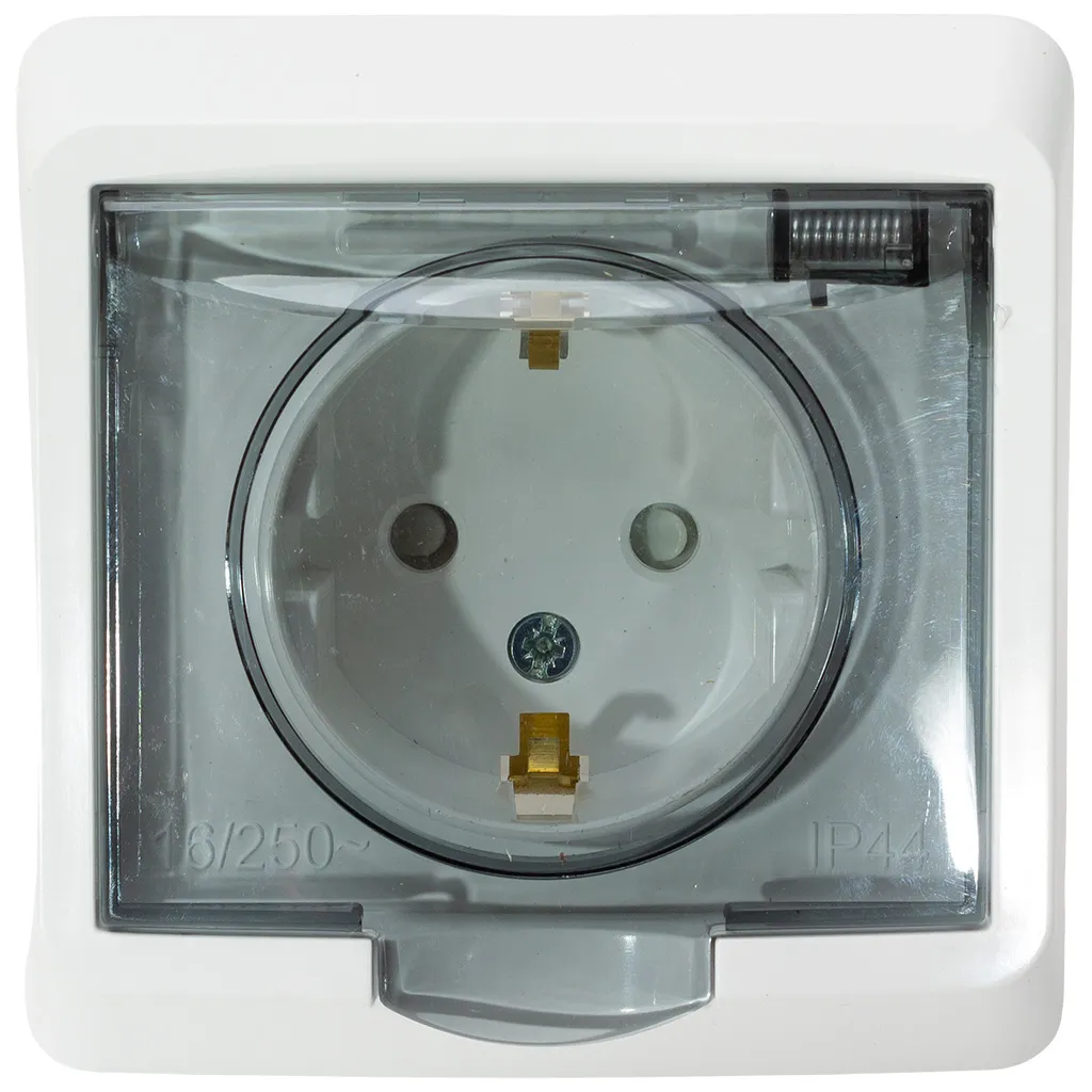 Розетка скрытой проводки Systeme Electric Этюд, 1-местная, 16А, с заземлением, белая.