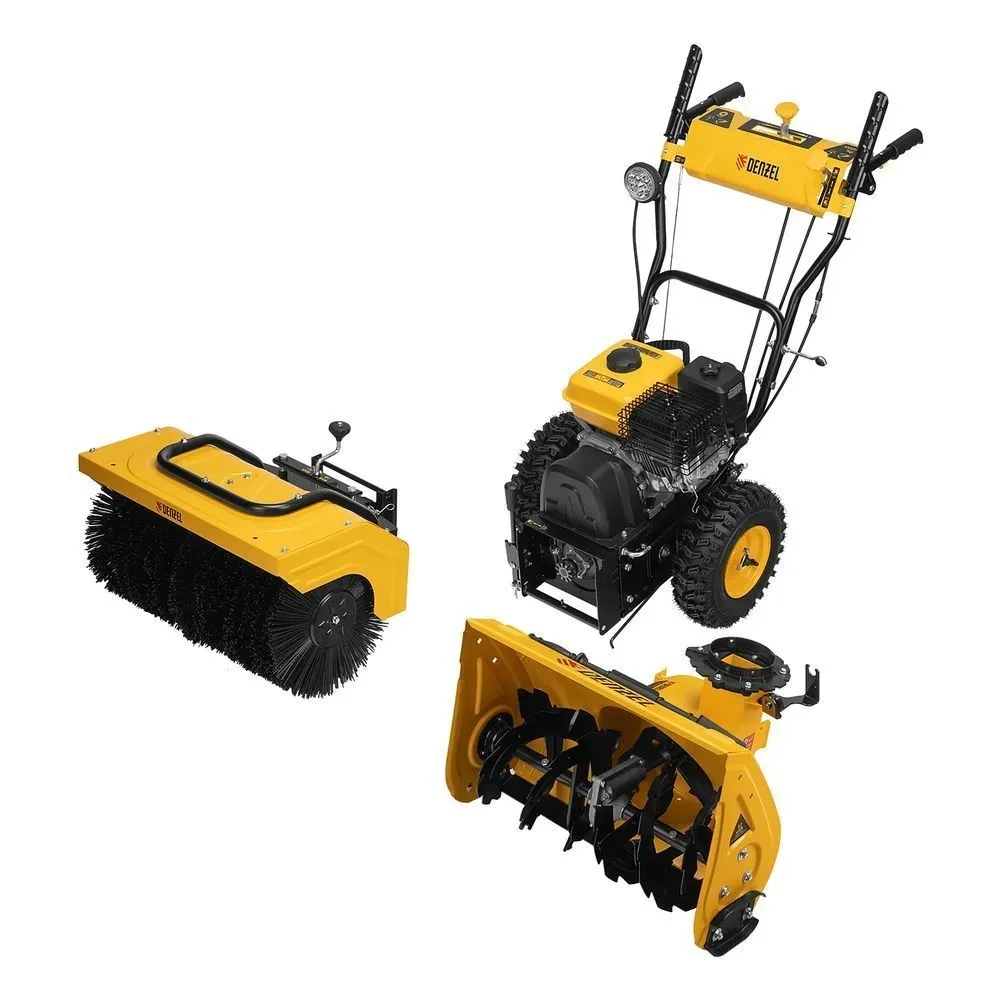 Снегоуборочная машина бензиновая Denzel SWB-600, ручной старт, с функцией подметания, 2 насадки