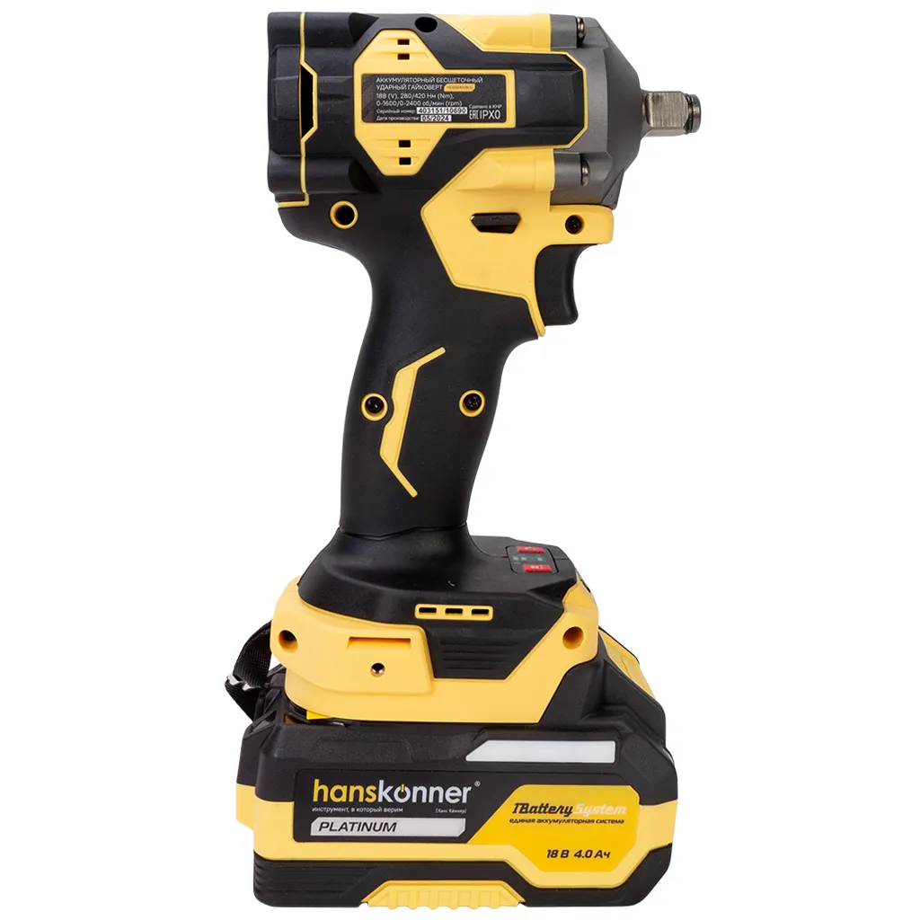 Гайковерт бесщеточный, ударный Hanskonner HCD20420BLC, 18В
