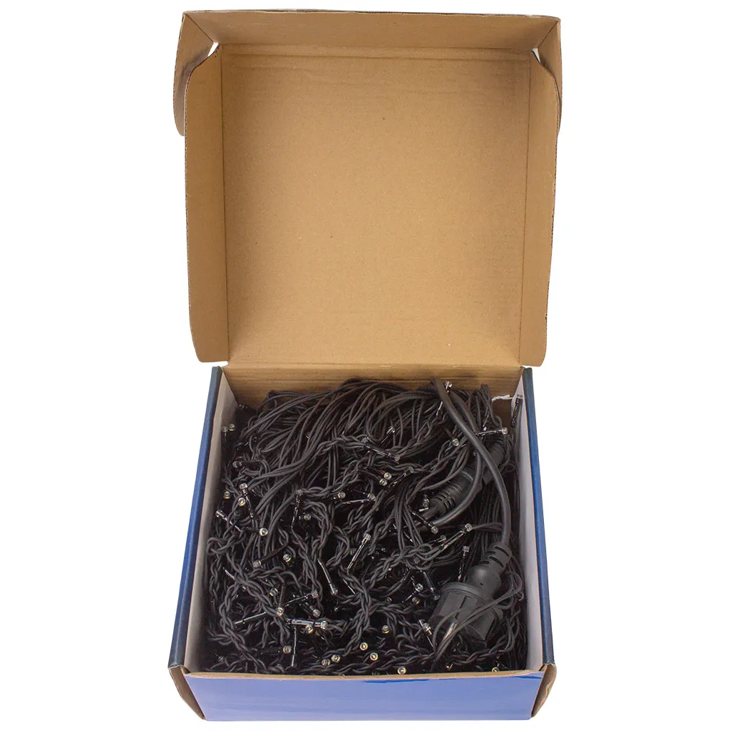 Гирлянда Бахрома, 25м, тонкий черный провод, теплый свет, уличная