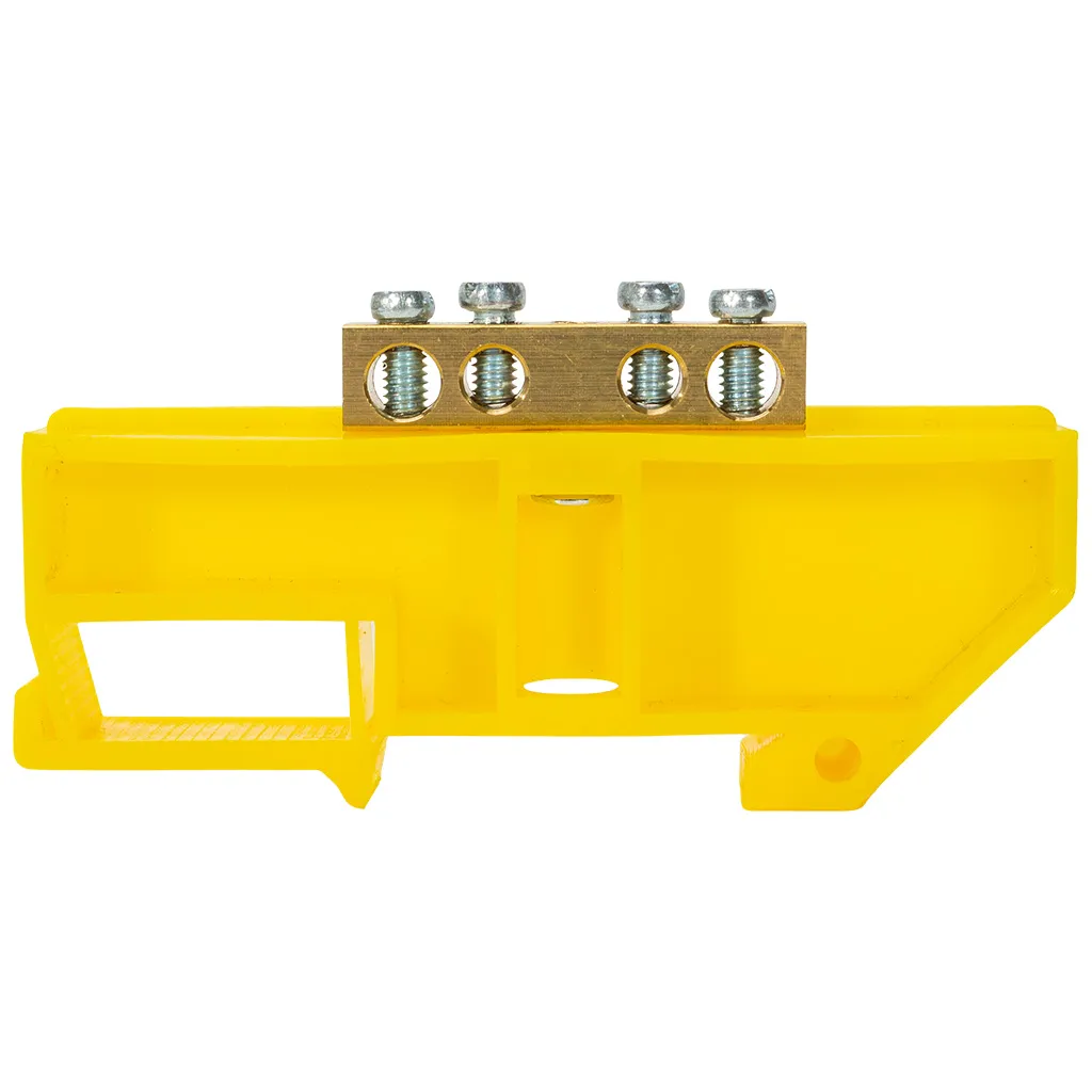 Шина нулевая EKF, N (6х9мм) 4 отверстия, желтый изолятор на DIN-рейку