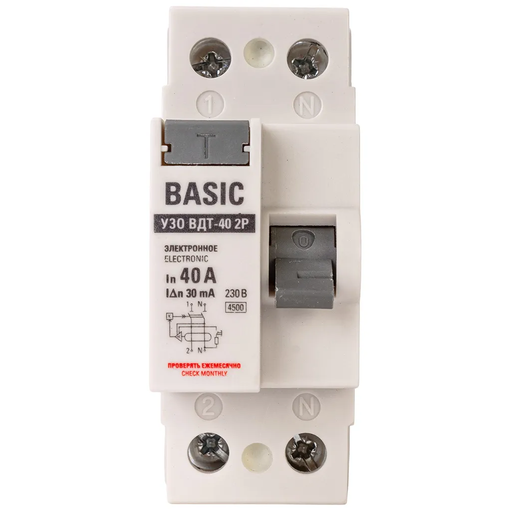 Устройство защитного отключения ВДТ EKF, 2 полюсный, 40А 30мА АC