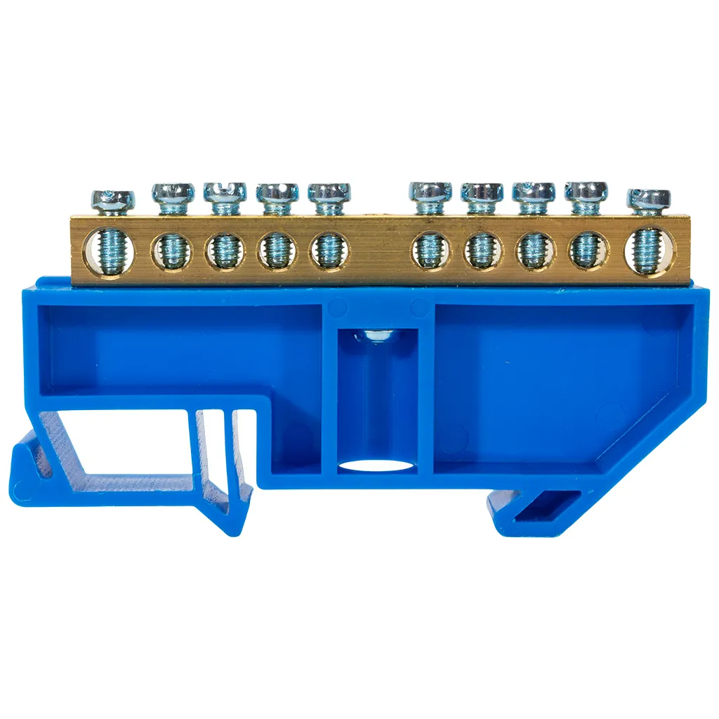 Шина нулевая EKF, N (6х9мм) 10 отверстий, синий изолятор на DIN-рейку