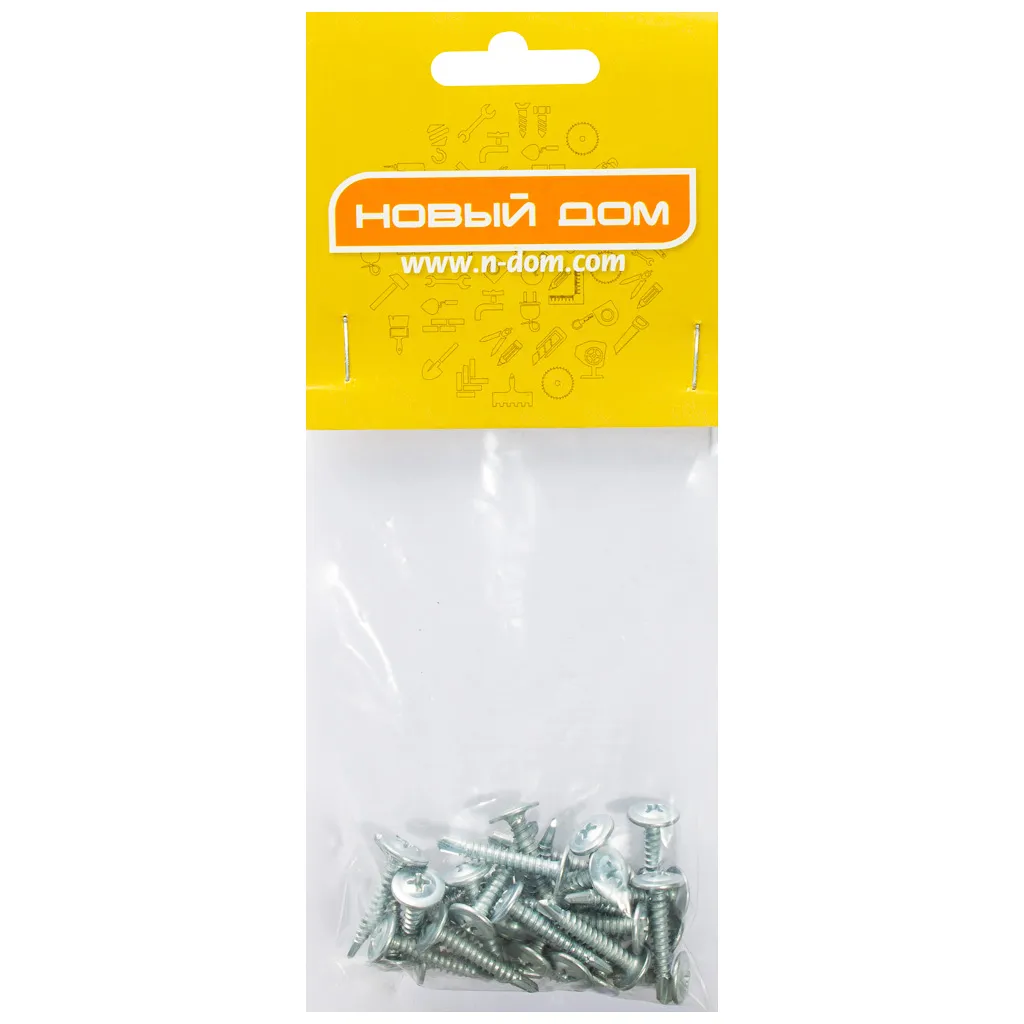 Саморез с прессшайбой 4.2 х 25, оцинкованный, сверло, пакет 30 шт/упак