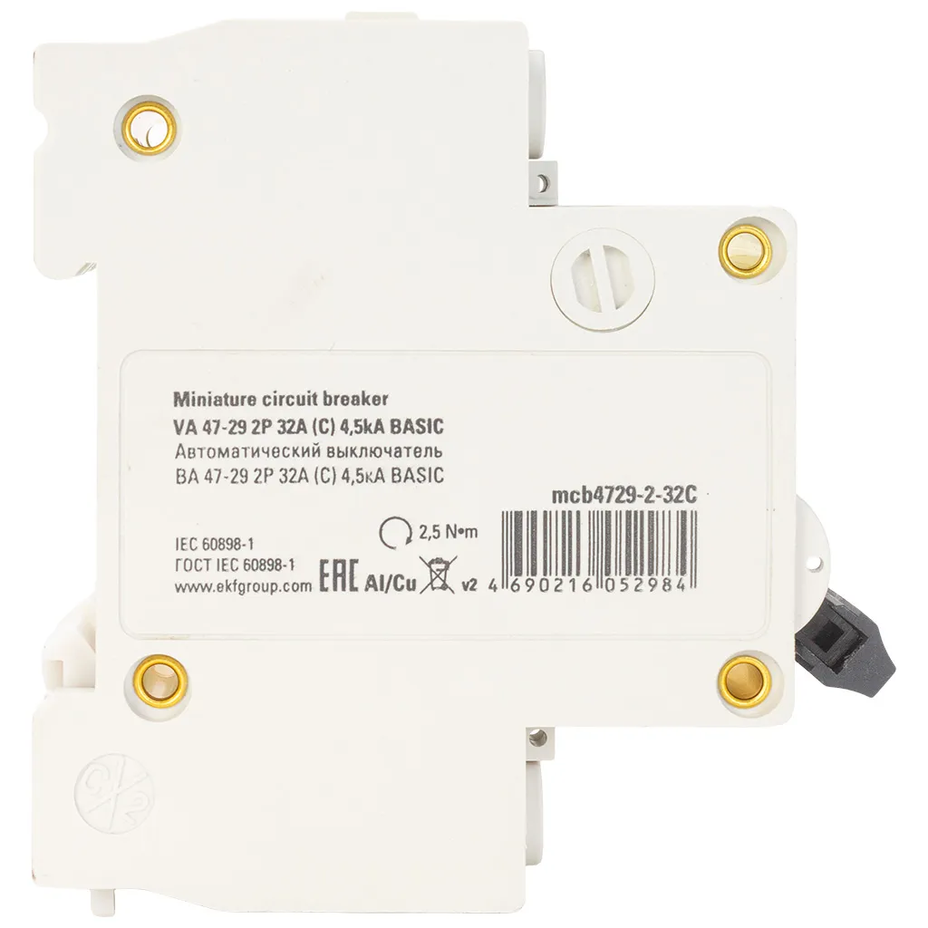 Выключатель автоматический ВА47-29 EKF, 2 полюсный, 32А С 4.5кА
