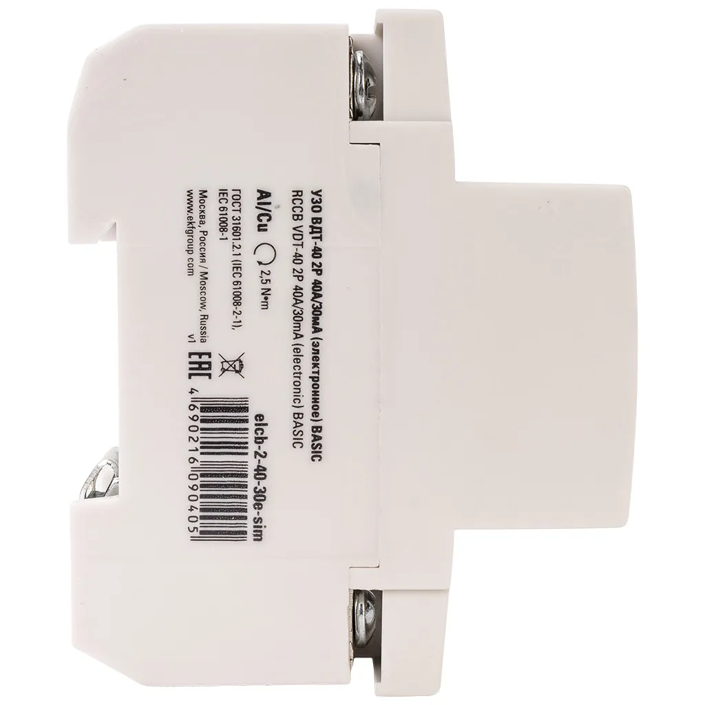 Устройство защитного отключения ВДТ EKF, 2 полюсный, 40А 30мА АC