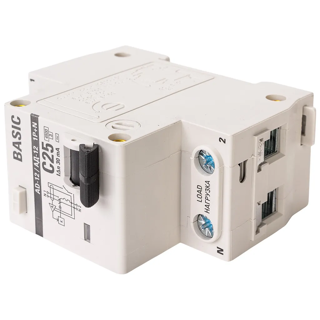 Дифференциальный автоматический выключатель АД-12 EKF, 2 полюсный, 25А 30мА  АС