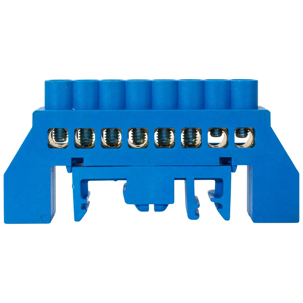 Шина нулевая EKF, N (6х9мм) 8 отверстий, синий нейлоновый корпус на DIN-рейку