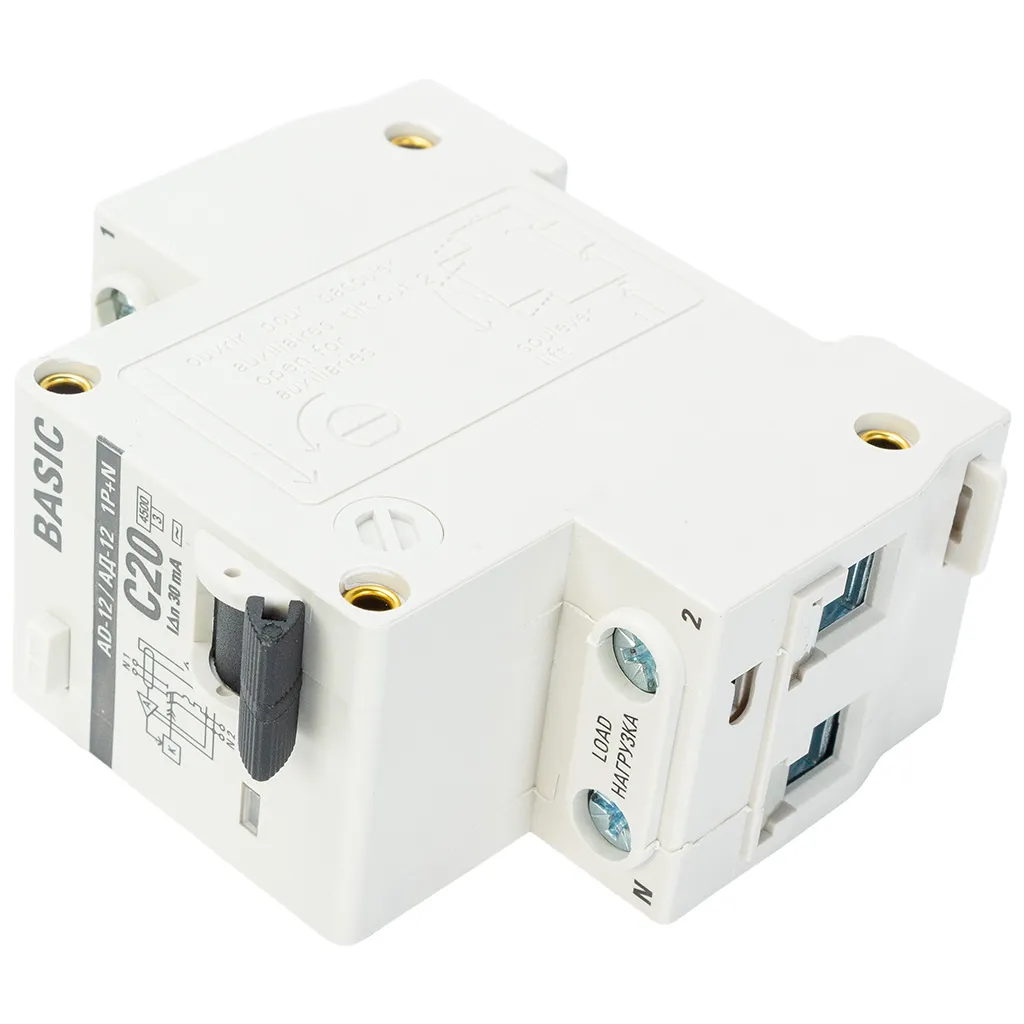 Дифференциальный автоматический выключатель АД-12 EKF, 2 полюсный, 20А 30мА  АС