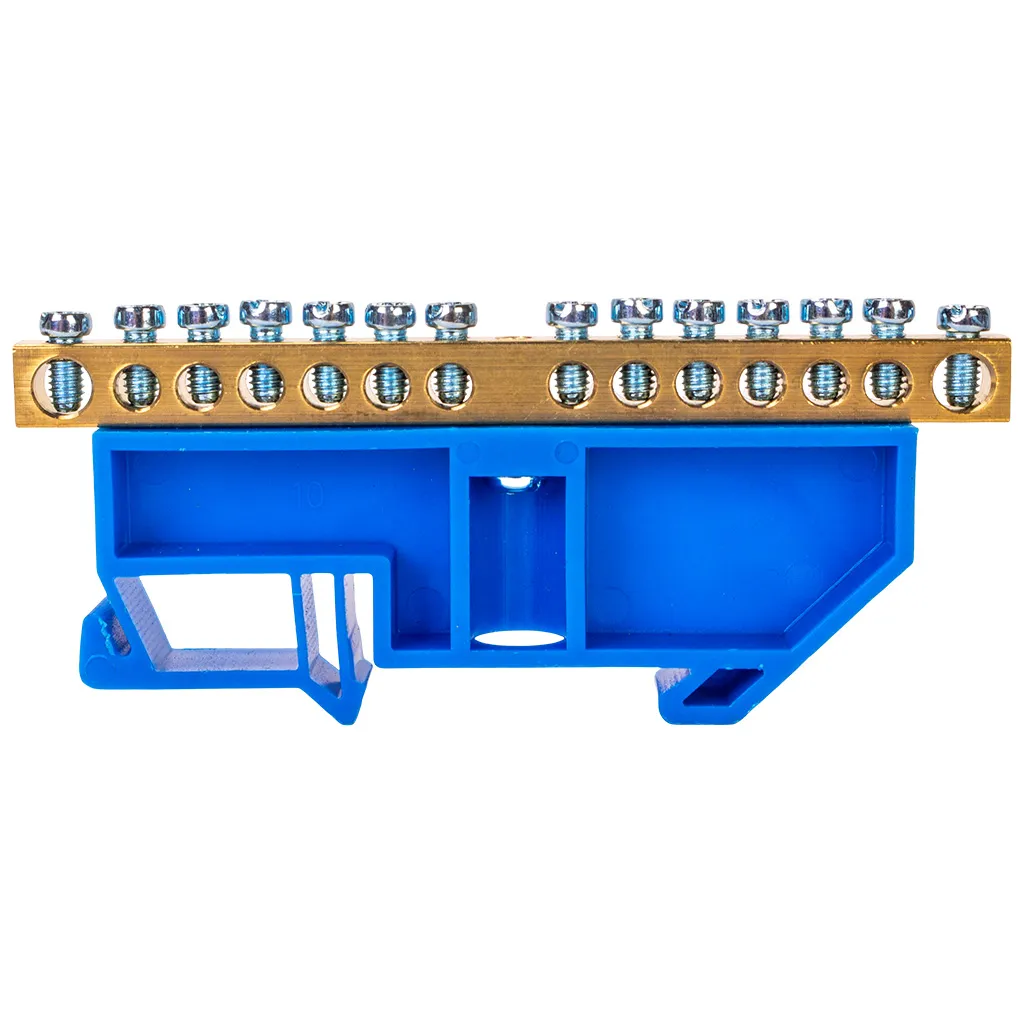 Шина нулевая EKF, N (6х9мм) 14 отверстий, синий изолятор на DIN-рейку