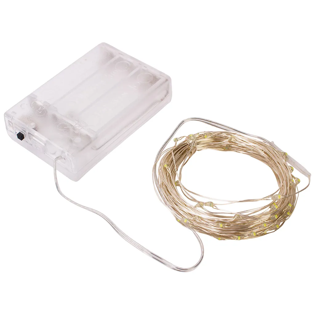 Электрогирлянда на батарейках Роса, 10м, холодный свет