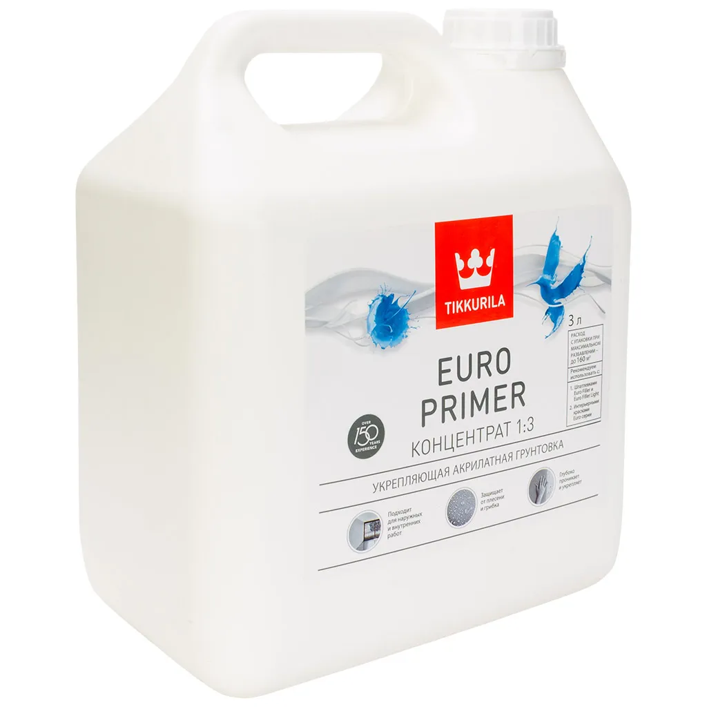 Грунтовка Tikkurila Euro Primer, концентрат 1:3, 3л