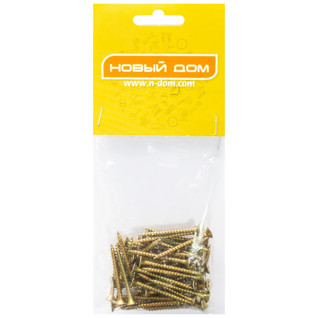 Шуруп универсальный, 4.0 х 40, желтый, 50 шт/упак