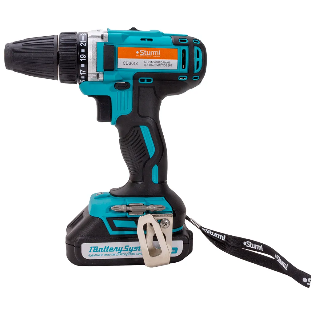 Дрель-шуруповерт Sturm! аккумуляторная CD3618, 18В