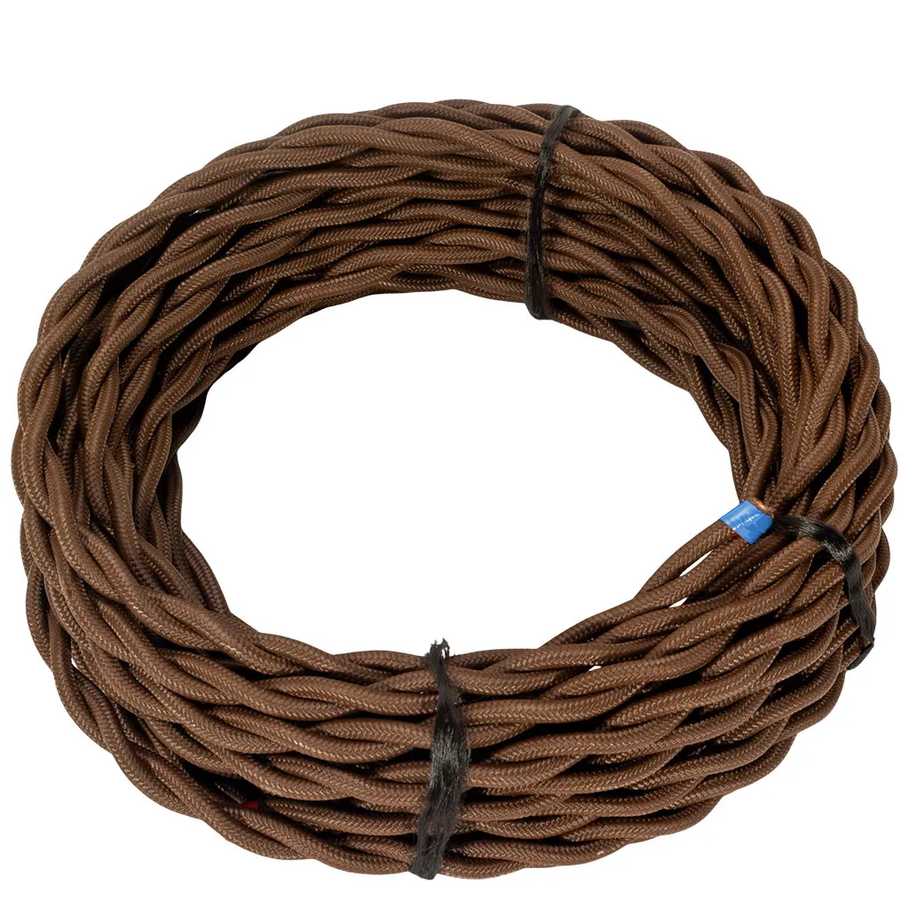 Провод витой Ретро Bironi 2x1.5мм, коричневый, плетеный, 10м
