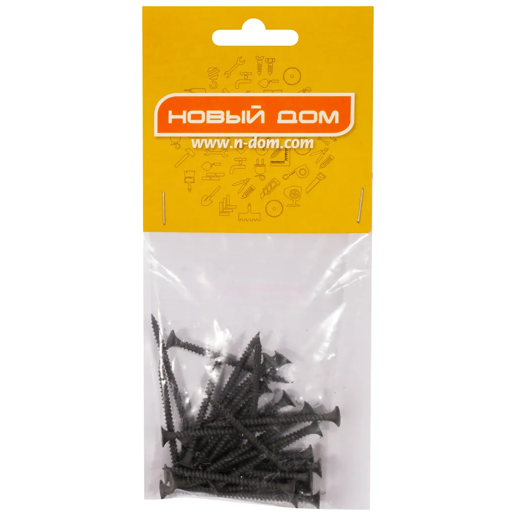 Саморез ГМ 3.5 х 51, оксидированный, частая резьба, пакет 30 шт/упак