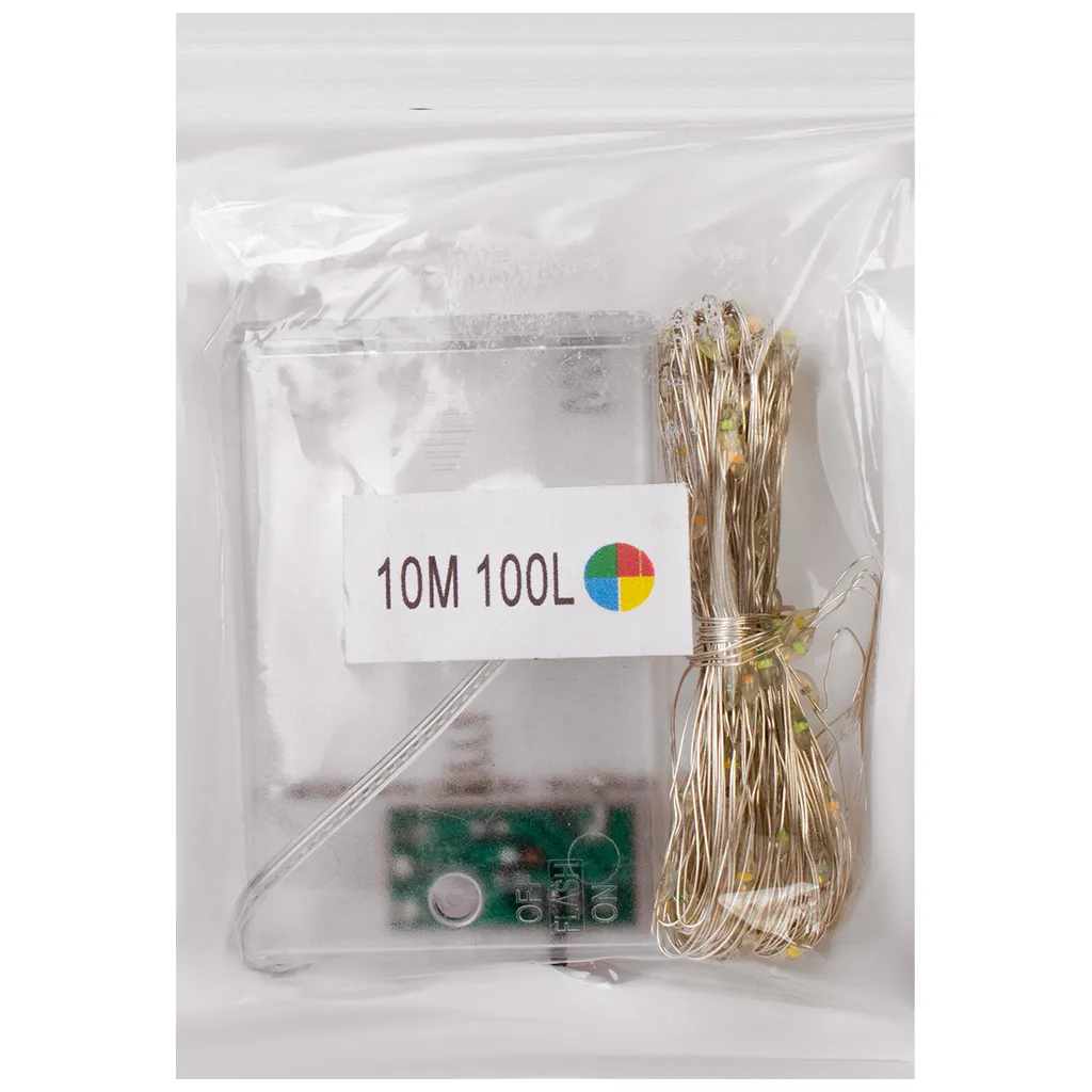 Электрогирлянда на батарейках Роса, 10м, цветной свет