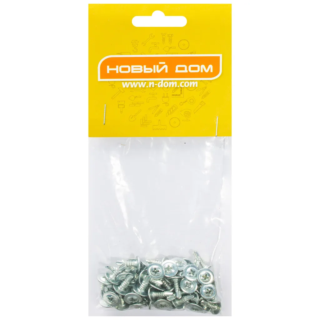 Саморез с прессшайбой 4.2 х 13, оцинкованный, сверло, пакет 50 шт/упак